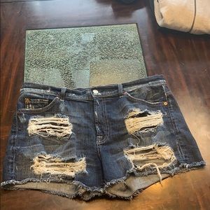 7 For All Mankind Distressed Denim Shorts